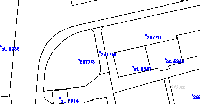 Parcela st. 2877/4 v KÚ Cheb, Katastrální mapa