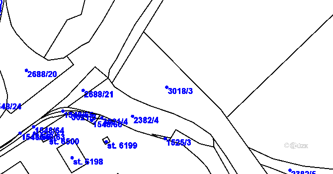Parcela st. 3018/3 v KÚ Cheb, Katastrální mapa