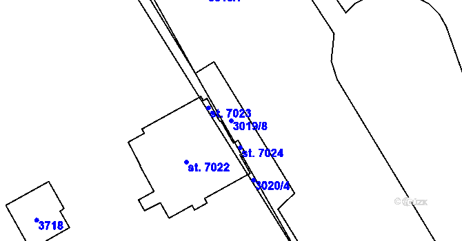 Parcela st. 3019/8 v KÚ Cheb, Katastrální mapa