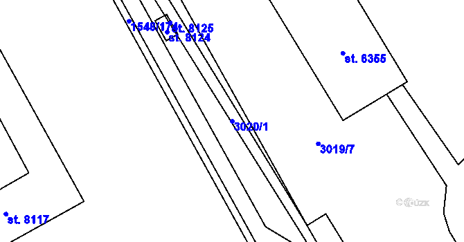 Parcela st. 3020/1 v KÚ Cheb, Katastrální mapa