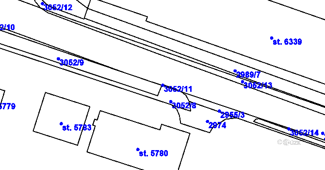 Parcela st. 3052/11 v KÚ Cheb, Katastrální mapa