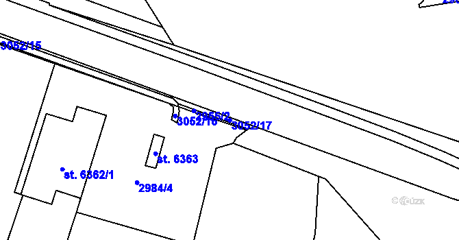 Parcela st. 3052/17 v KÚ Cheb, Katastrální mapa
