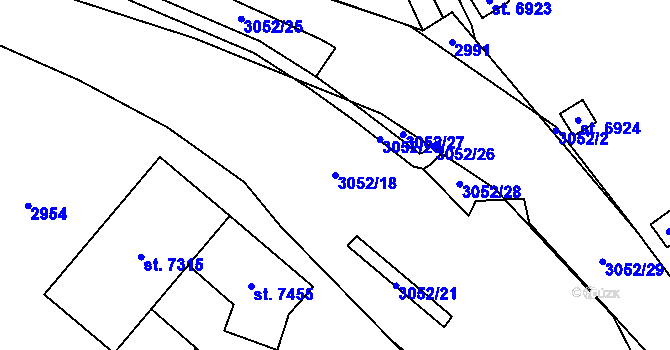 Parcela st. 3052/18 v KÚ Cheb, Katastrální mapa
