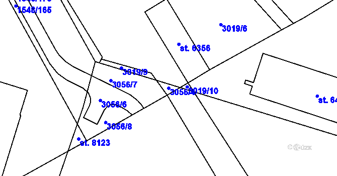 Parcela st. 3056/4 v KÚ Cheb, Katastrální mapa