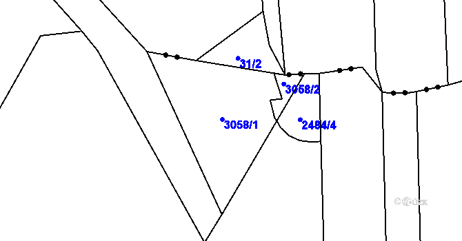 Parcela st. 3058 v KÚ Cheb, Katastrální mapa