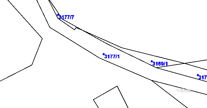 Parcela st. 3177/1 v KÚ Cheb, Katastrální mapa