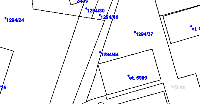Parcela st. 1294/44 v KÚ Cheb, Katastrální mapa