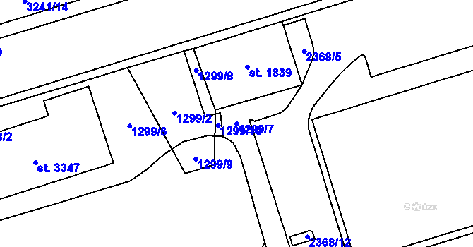 Parcela st. 1299/7 v KÚ Cheb, Katastrální mapa