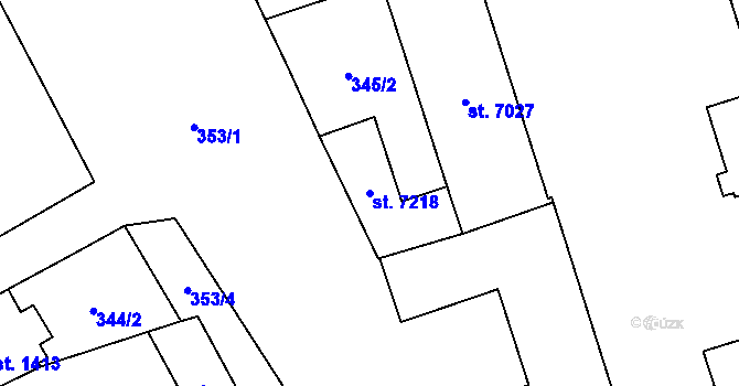 Parcela st. 7218 v KÚ Cheb, Katastrální mapa