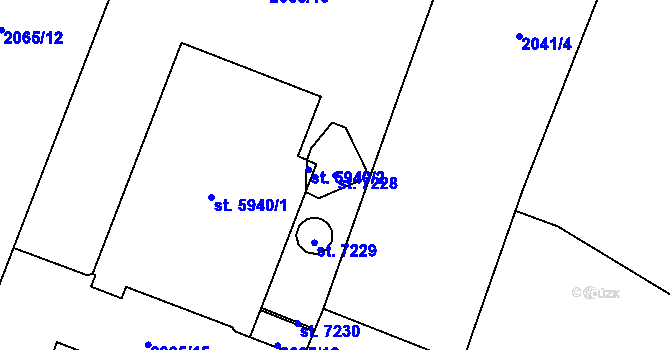 Parcela st. 7228 v KÚ Cheb, Katastrální mapa
