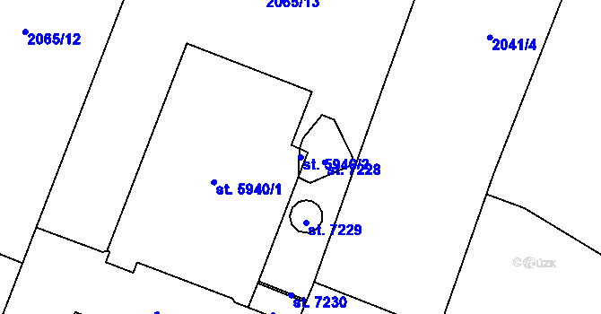 Parcela st. 5940/2 v KÚ Cheb, Katastrální mapa