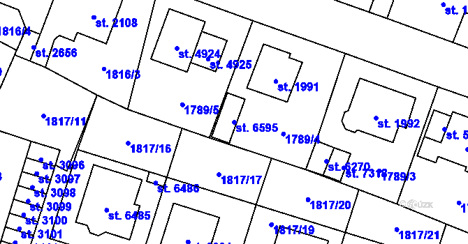 Parcela st. 6595 v KÚ Cheb, Katastrální mapa