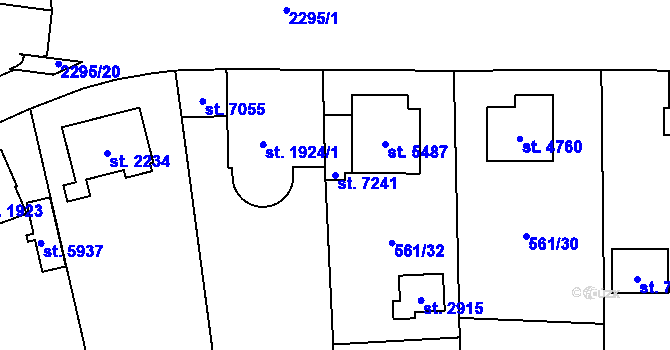 Parcela st. 7241 v KÚ Cheb, Katastrální mapa