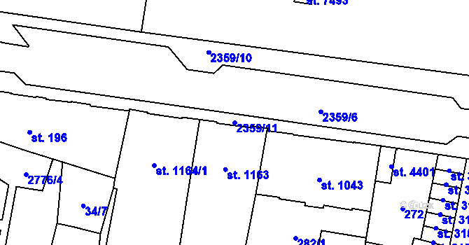 Parcela st. 2359/11 v KÚ Cheb, Katastrální mapa