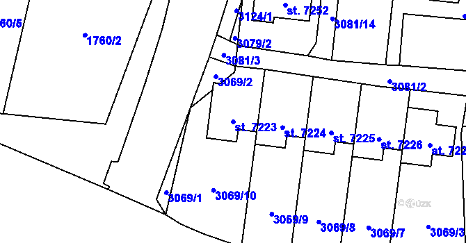 Parcela st. 7223 v KÚ Cheb, Katastrální mapa