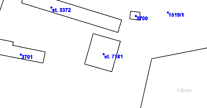 Parcela st. 7181 v KÚ Cheb, Katastrální mapa