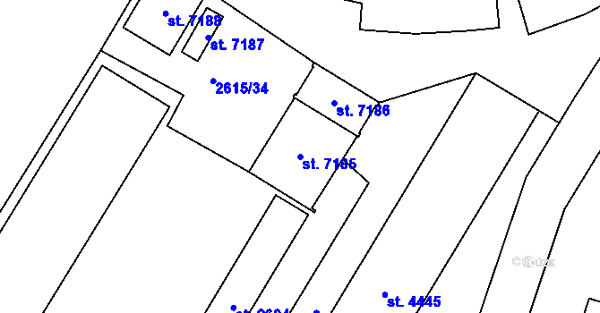 Parcela st. 7185 v KÚ Cheb, Katastrální mapa