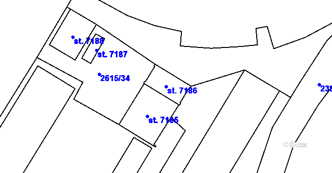 Parcela st. 7186 v KÚ Cheb, Katastrální mapa