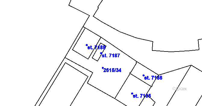 Parcela st. 7187 v KÚ Cheb, Katastrální mapa