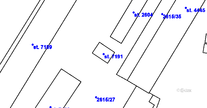 Parcela st. 7191 v KÚ Cheb, Katastrální mapa