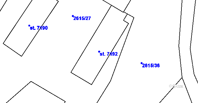 Parcela st. 7192 v KÚ Cheb, Katastrální mapa
