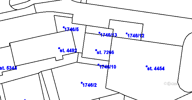 Parcela st. 7266 v KÚ Cheb, Katastrální mapa