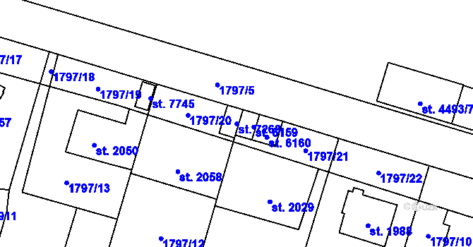 Parcela st. 7268 v KÚ Cheb, Katastrální mapa