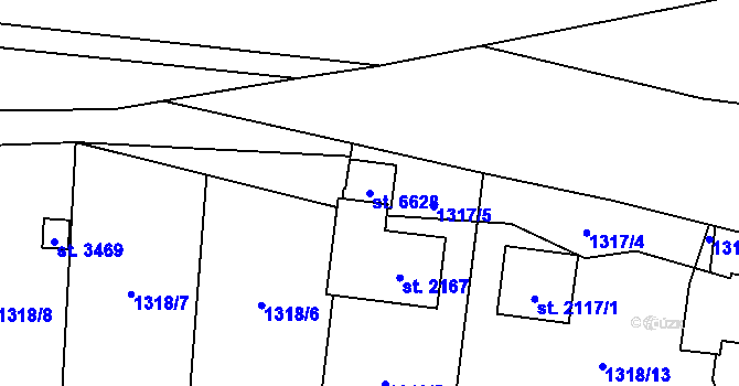 Parcela st. 6628 v KÚ Cheb, Katastrální mapa