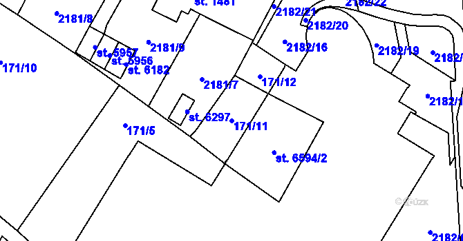 Parcela st. 171/11 v KÚ Cheb, Katastrální mapa