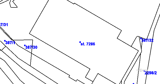 Parcela st. 7286 v KÚ Cheb, Katastrální mapa