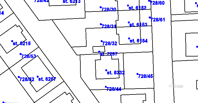 Parcela st. 7297 v KÚ Cheb, Katastrální mapa