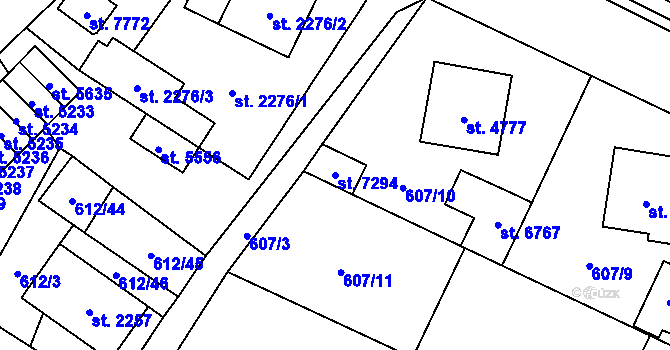 Parcela st. 7294 v KÚ Cheb, Katastrální mapa