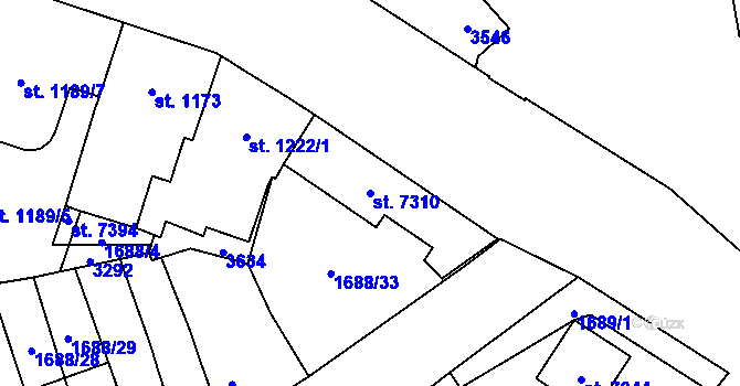 Parcela st. 7310 v KÚ Cheb, Katastrální mapa