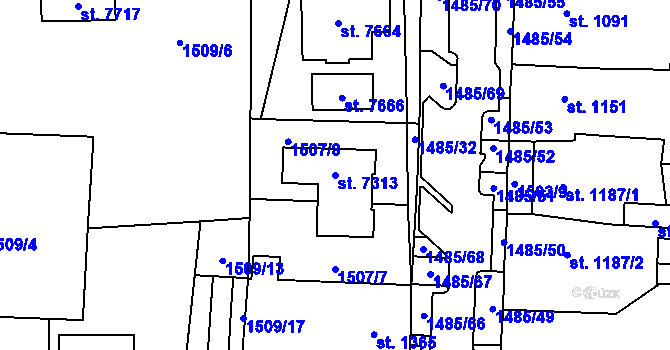Parcela st. 7313 v KÚ Cheb, Katastrální mapa