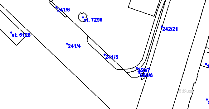 Parcela st. 241/5 v KÚ Cheb, Katastrální mapa