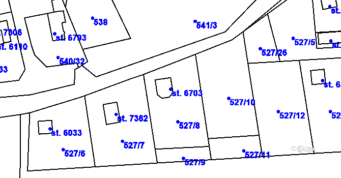Parcela st. 6703 v KÚ Cheb, Katastrální mapa