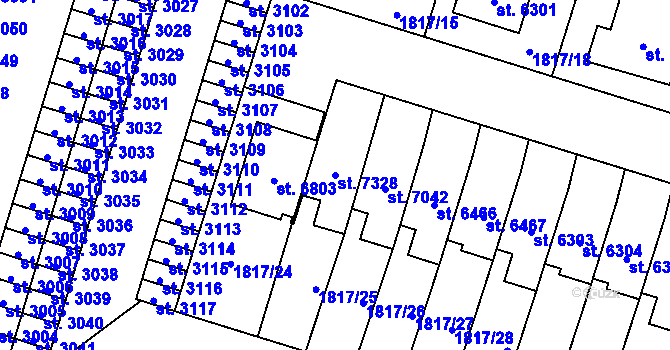 Parcela st. 7328 v KÚ Cheb, Katastrální mapa