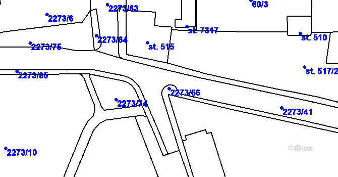 Parcela st. 2273/66 v KÚ Cheb, Katastrální mapa