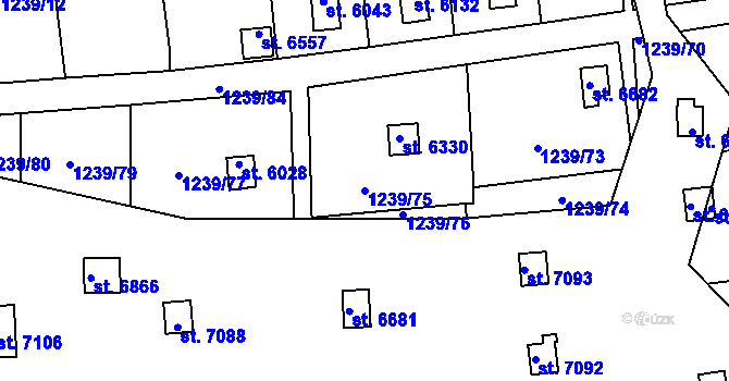 Parcela st. 1239/75 v KÚ Cheb, Katastrální mapa