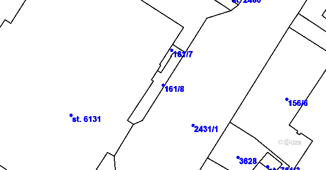 Parcela st. 161/8 v KÚ Cheb, Katastrální mapa