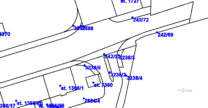 Parcela st. 242/22 v KÚ Cheb, Katastrální mapa