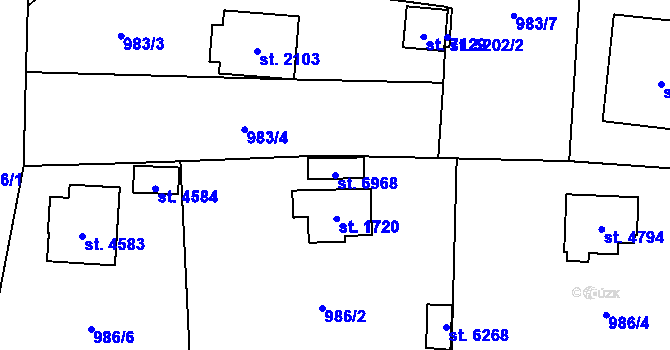 Parcela st. 6968 v KÚ Cheb, Katastrální mapa