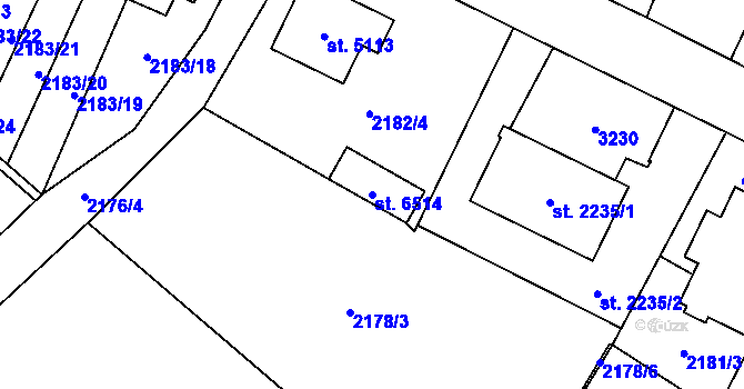 Parcela st. 6514 v KÚ Cheb, Katastrální mapa