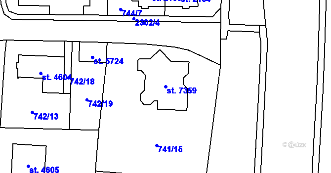 Parcela st. 7359 v KÚ Cheb, Katastrální mapa