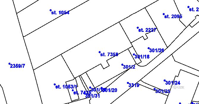 Parcela st. 7358 v KÚ Cheb, Katastrální mapa