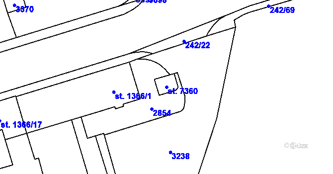Parcela st. 7360 v KÚ Cheb, Katastrální mapa