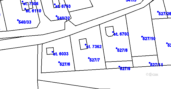Parcela st. 7362 v KÚ Cheb, Katastrální mapa