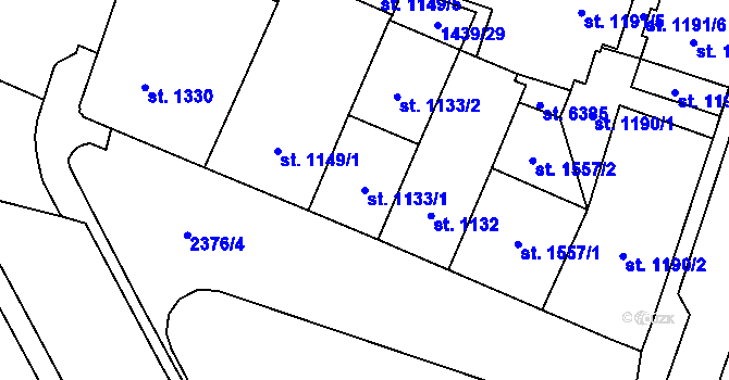 Parcela st. 1133/1 v KÚ Cheb, Katastrální mapa