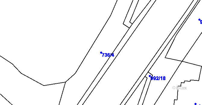 Parcela st. 736/4 v KÚ Cheb, Katastrální mapa