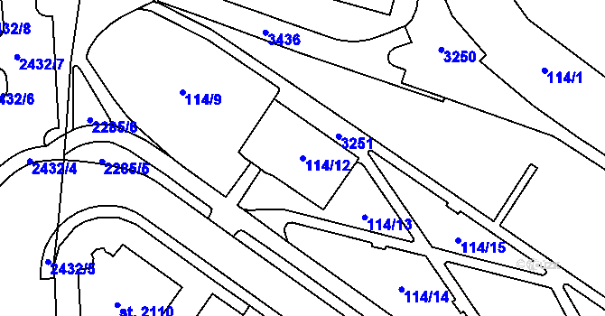 Parcela st. 114/12 v KÚ Cheb, Katastrální mapa